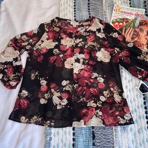 Loft Floral Crepe De Chine Button-Down Blouse- MP